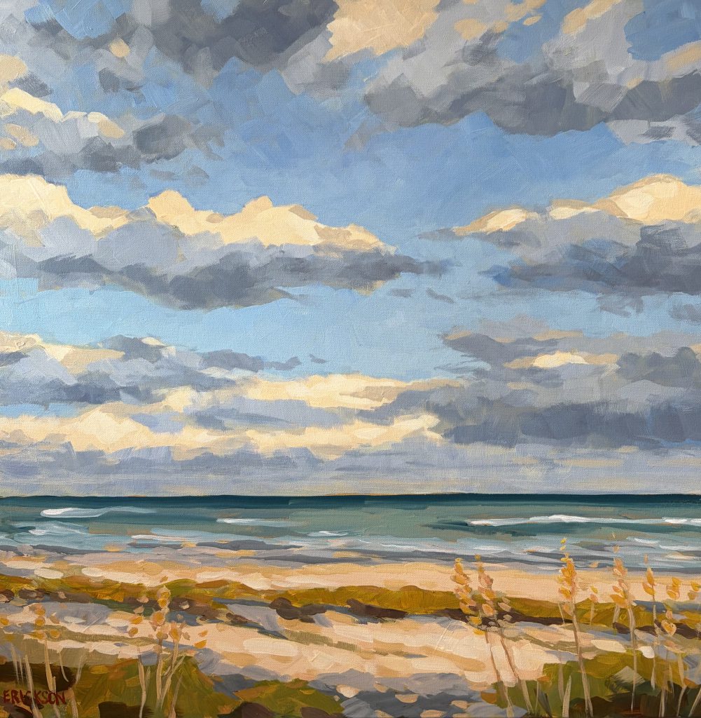painting of beach scene